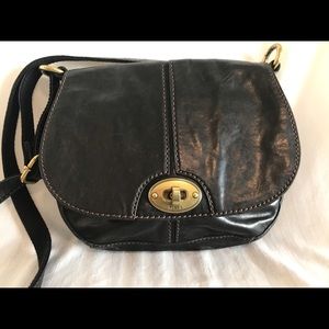 Fossil crossbody black leather purse